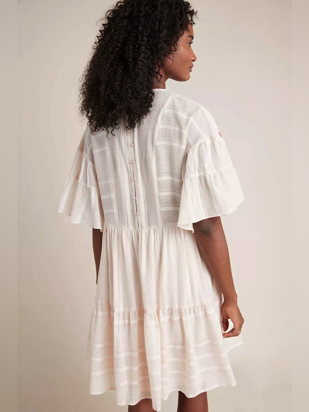 NWT Anthropologie Ranna Gill Lecce Embroidered Midi Dress M Tiered Boho Cottage - Picture 2 of 4